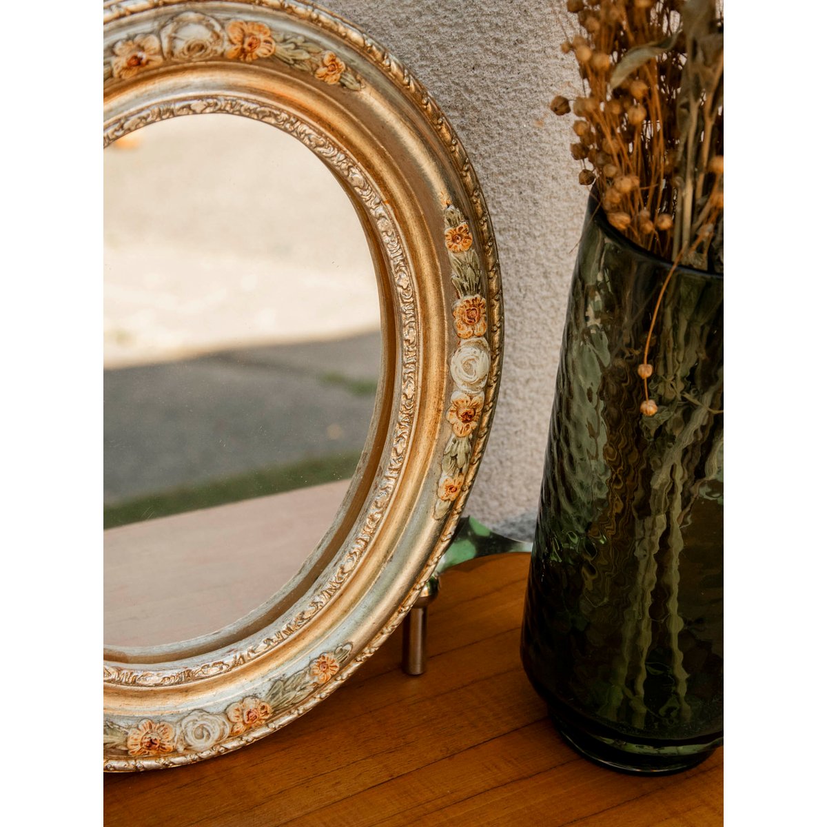 Miroir à l'encadrement floral délicat Georges N°1280 - Bon état multicolore, DEBONGOUT