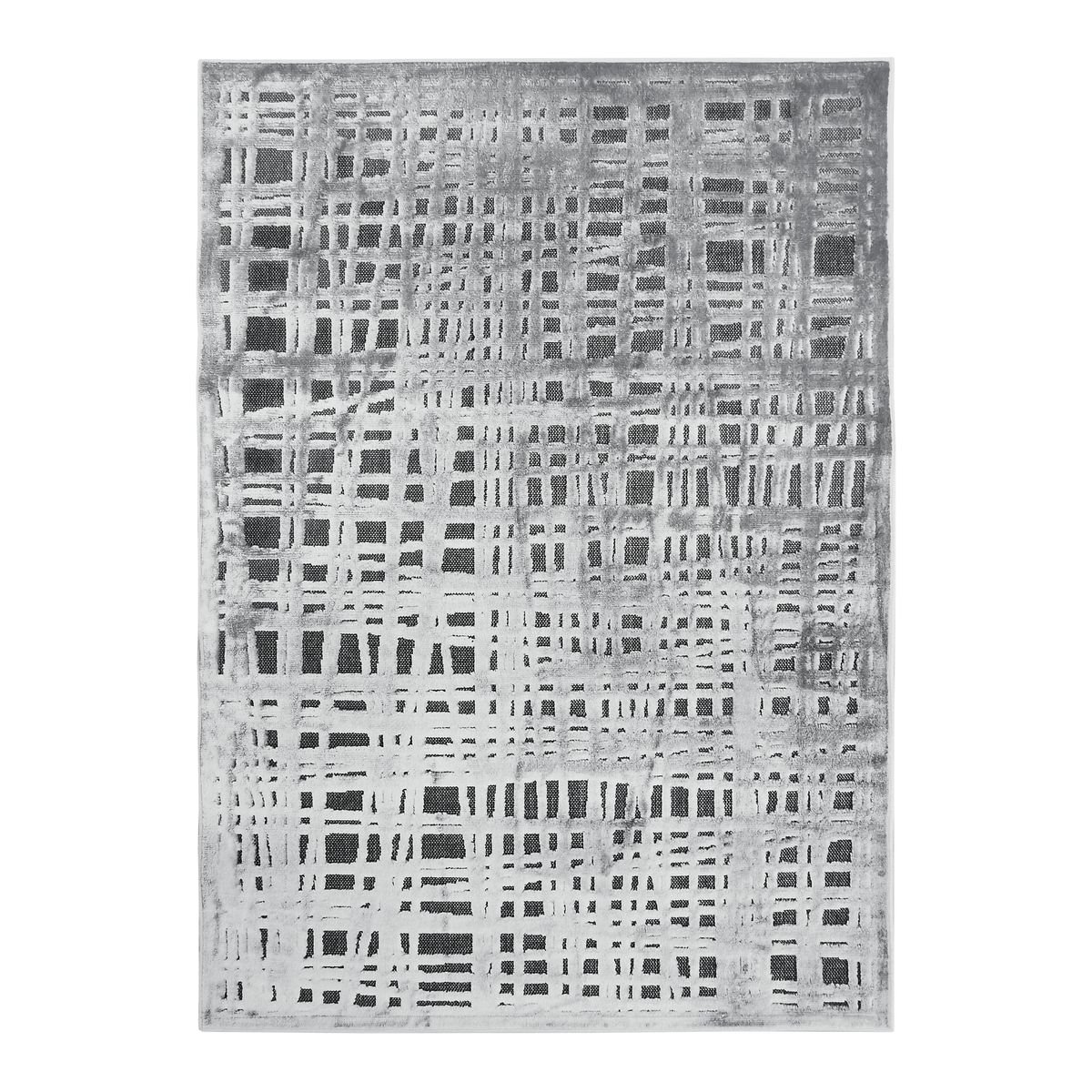 Tapis avec relief motif chaîne et trame EMPRISE CHAINE ET TRAME gris, THE DECO FACTORY