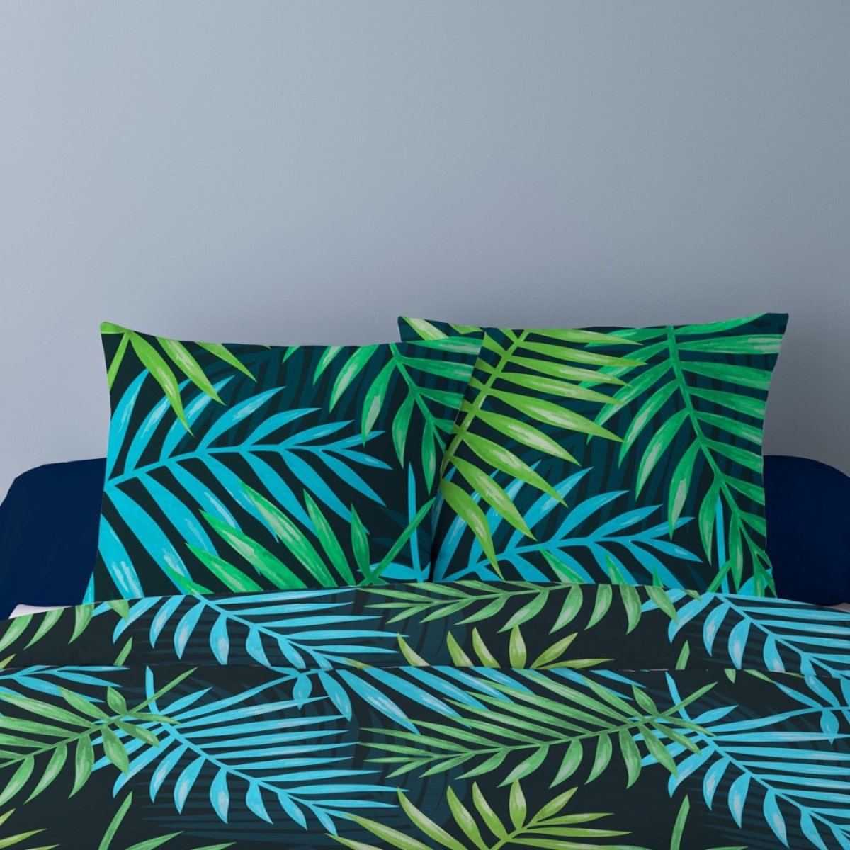 Housse de couette 240x220 DAGO + 2 taies 100% coton bleu, DECORATIE