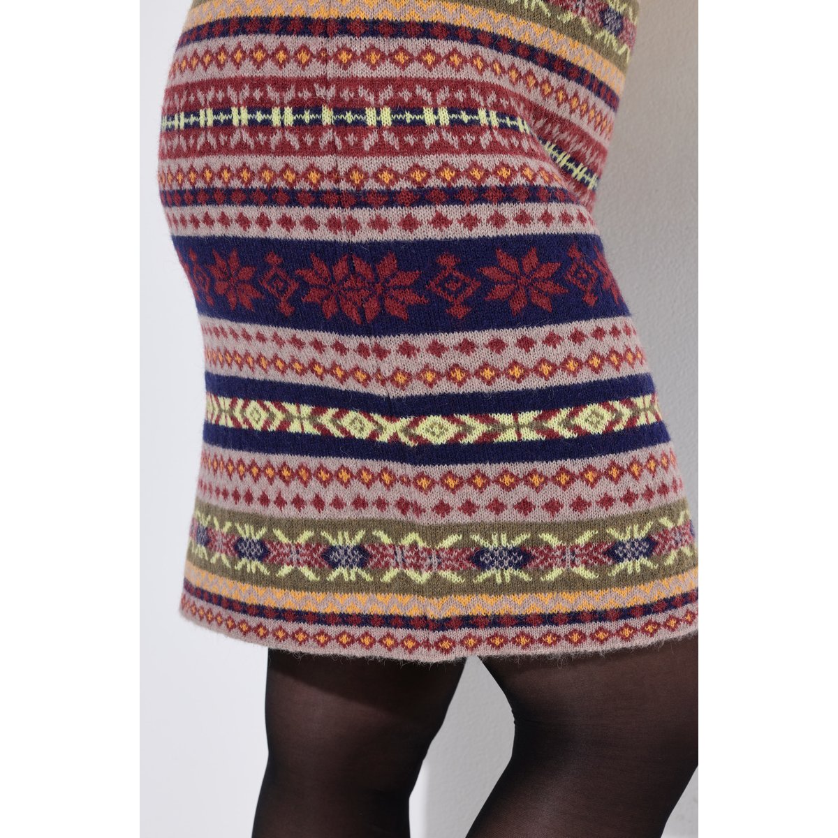 Jupe en maille avec motifs kaki foncé, ULLA POPKEN