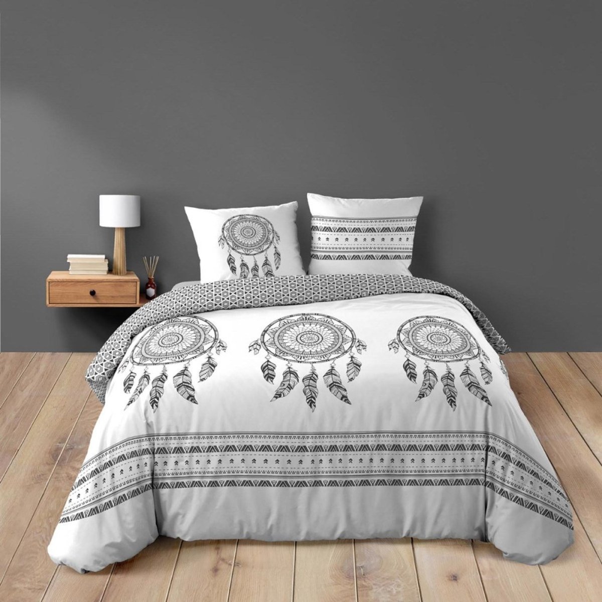 Housse de couette 260x240 + 2 taies INDIAN DREAM 100% coton gris, DECORATIE