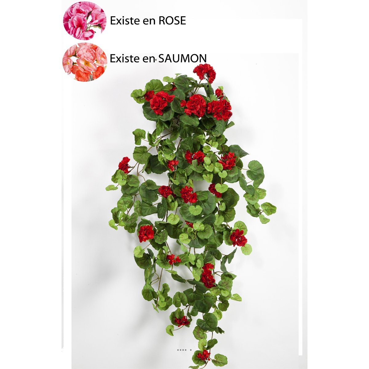 Géranium artificiel en piquet 90 cm saumon 23 rose saumon, ARTIFICIELLES