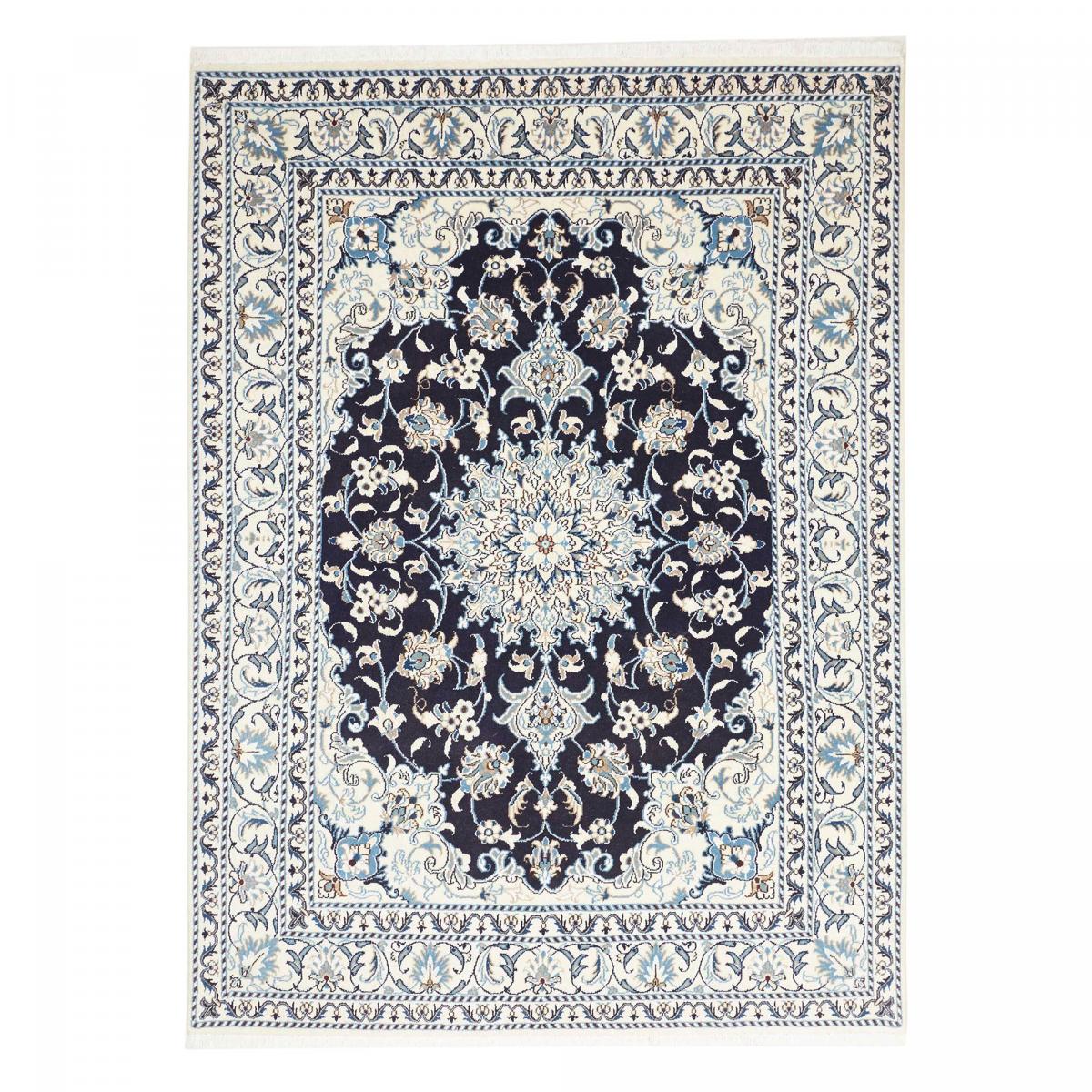 Tapis d'orient, motif oriental, noué main, laine, NAIN 7 bleu, beige, crème, UN AMOUR DE TAPIS