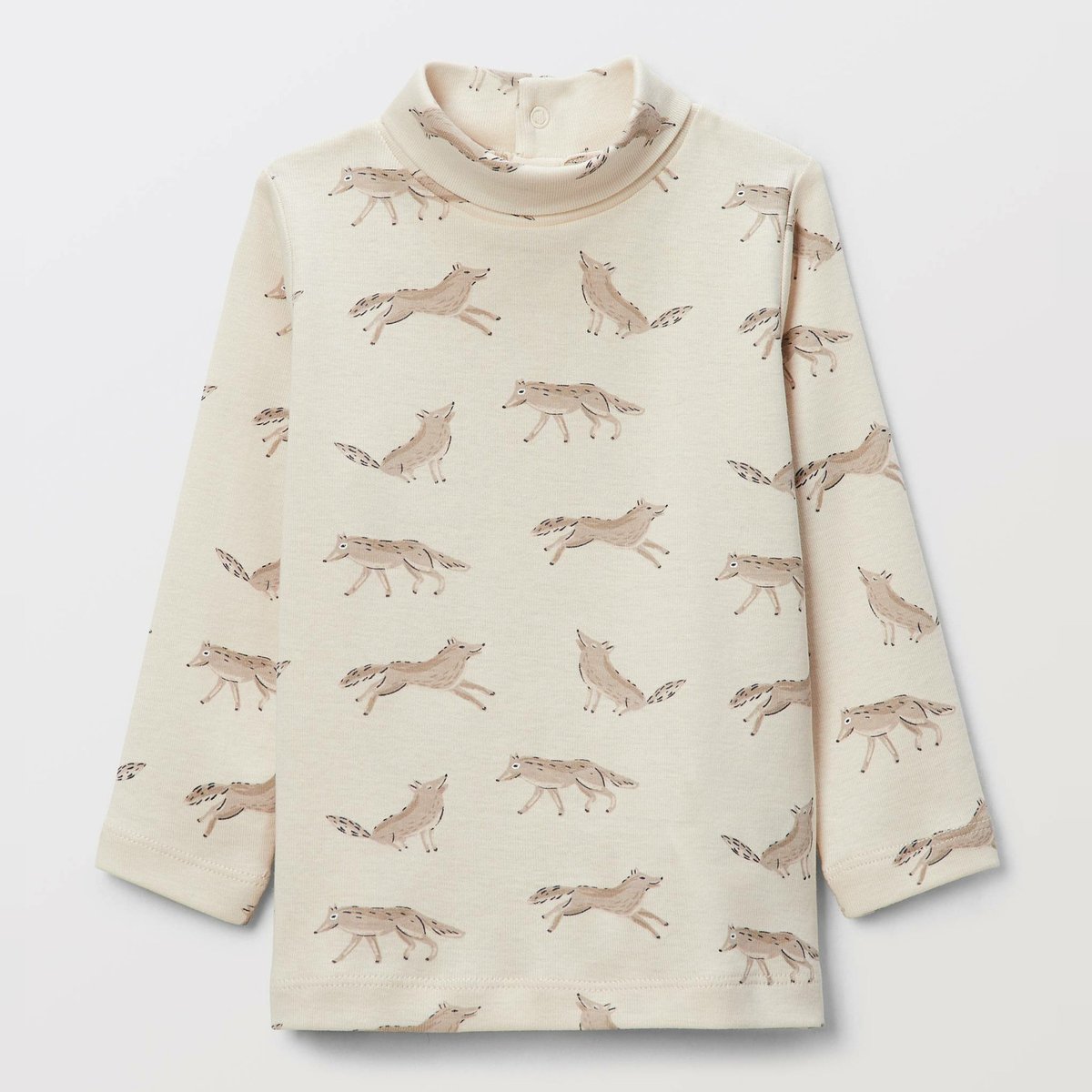 T-shirt manches longues col roulé imprimé en coton BIO GOTS naturel, BOUT'CHOU