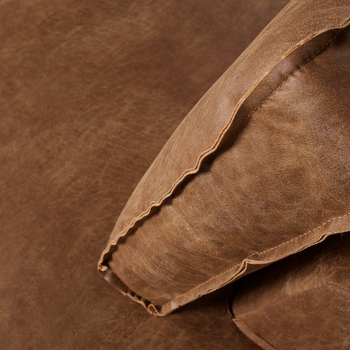 Canapé d'angle droit en similicuir BATAVIER cognac, WOOOD