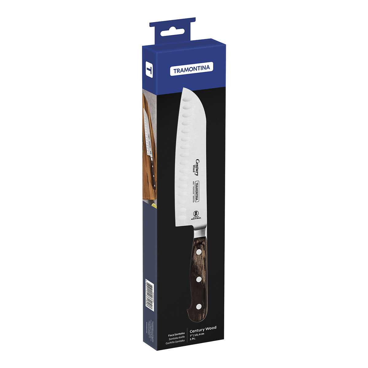 Faca Santoku Century Wood 7", Tramontina madeira, TRAMONTINA