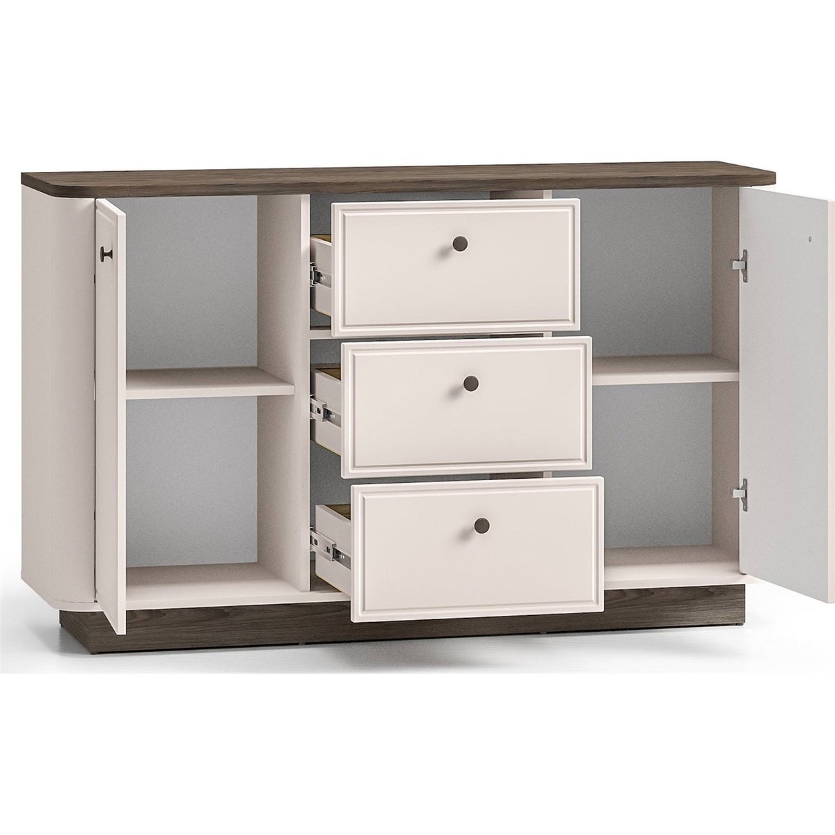 Commode 2 portes 3 tiroirs bois VILAVIO cachemire et chêne foncé, RECOLLECTION