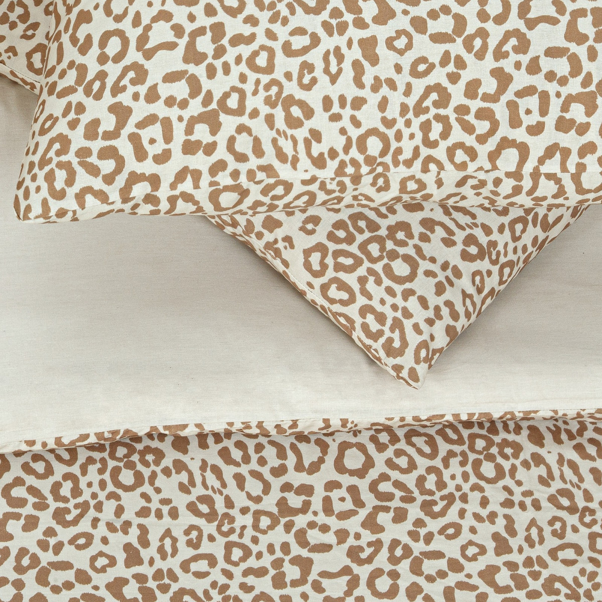 Parure de lit imprimé léopard en coton ZAHO beige, FUTURE HOME
