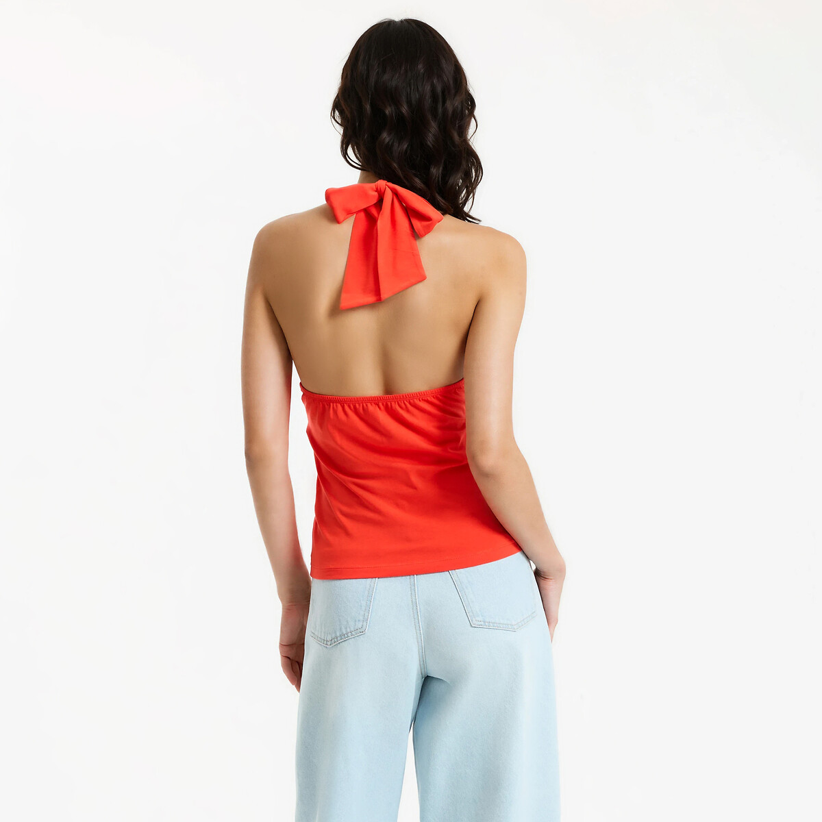 Débardeur col croisé, effet cache-cœur, en maille jersey rouge grenadine, LA REDOUTE COLLECTIONS