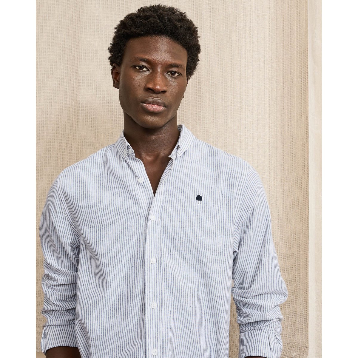 Chemise IVOY écru et bleu marine, FAGUO