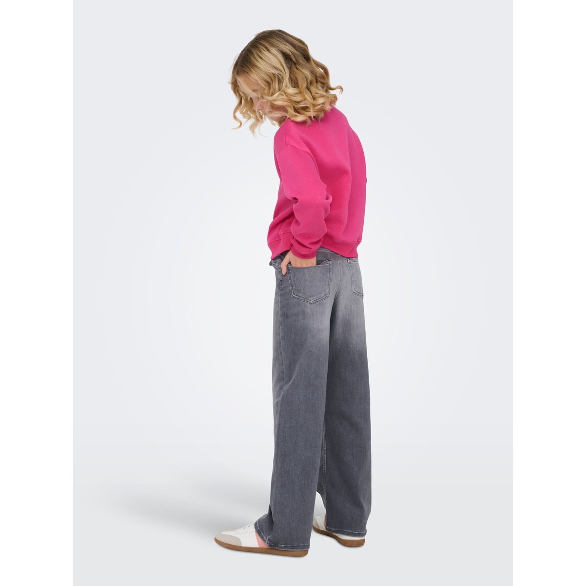 Jean À Jambe Large medium grey denim, KIDS ONLY