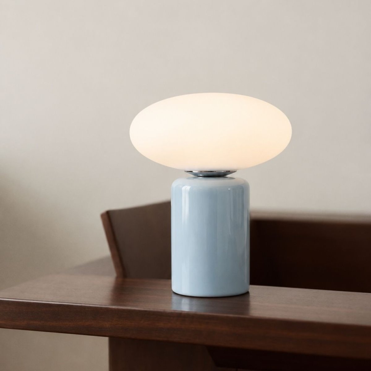 Lampe à poser design en céramique et verre 31cm bleu, ORNAMI