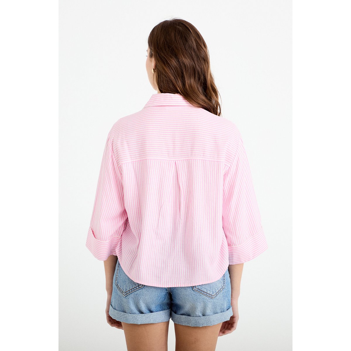 Chemise col classique manches 3/4 rose, CACHE CACHE