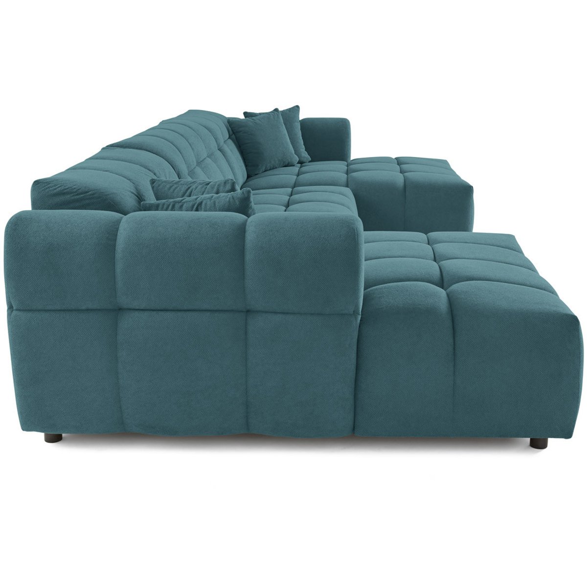 Canapé panoramique en U 7pl en tissu texturé, RAY bleu grisé, BEST MOBILIER