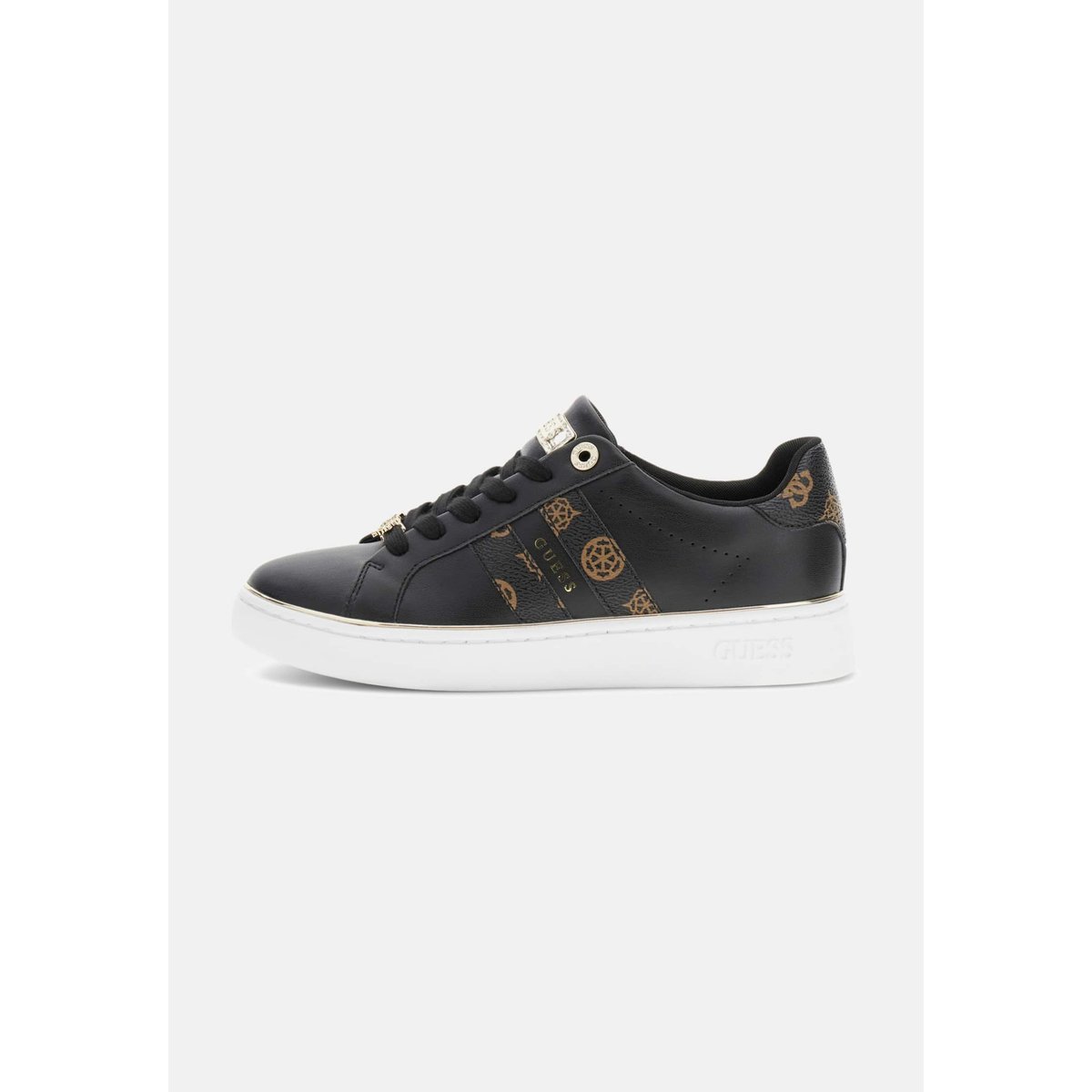 Baskets En Cuir Barlie Fux noir multi, GUESS