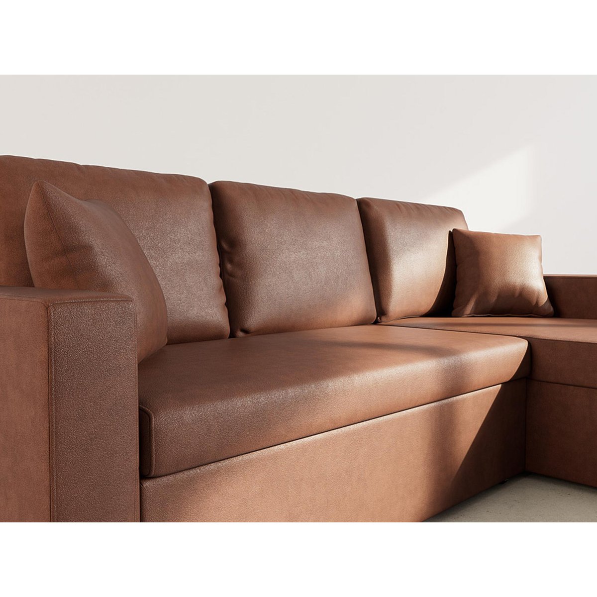 Canapé d'angle convertible en simili 4pl, CYRUS cognac, BEST MOBILIER