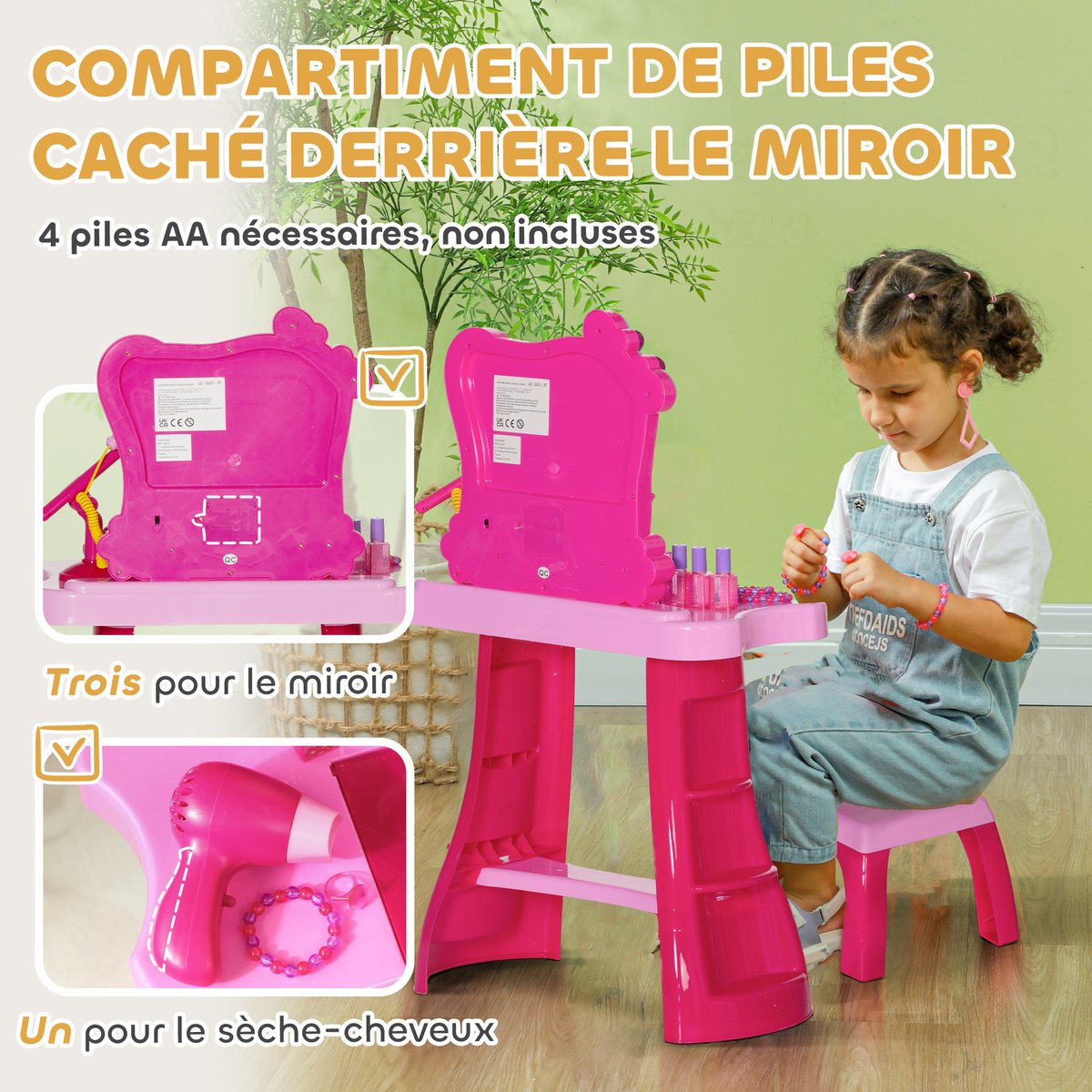 Ensemble de jeu « Coiffeuse pour enfants » rose, AIYAPLAY