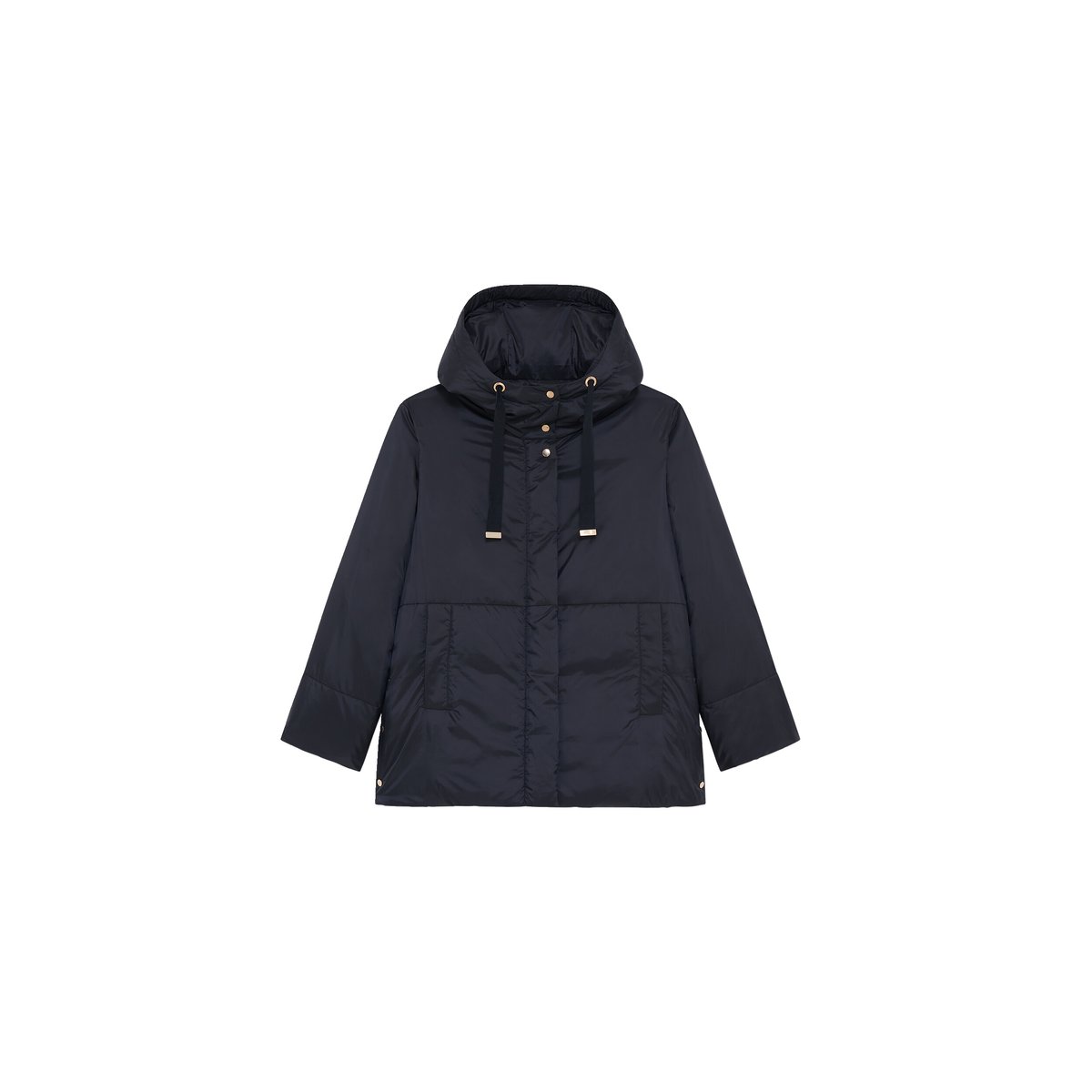 Manteau court droit avec capuche GALIXE bleu marine, CAROLL
