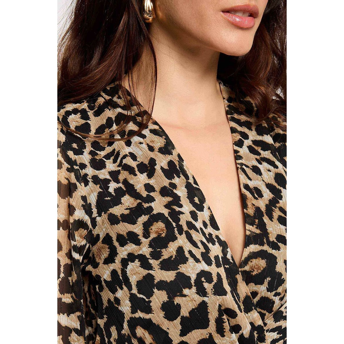 Printed Fitted Short Dress leopard print, MORGAN