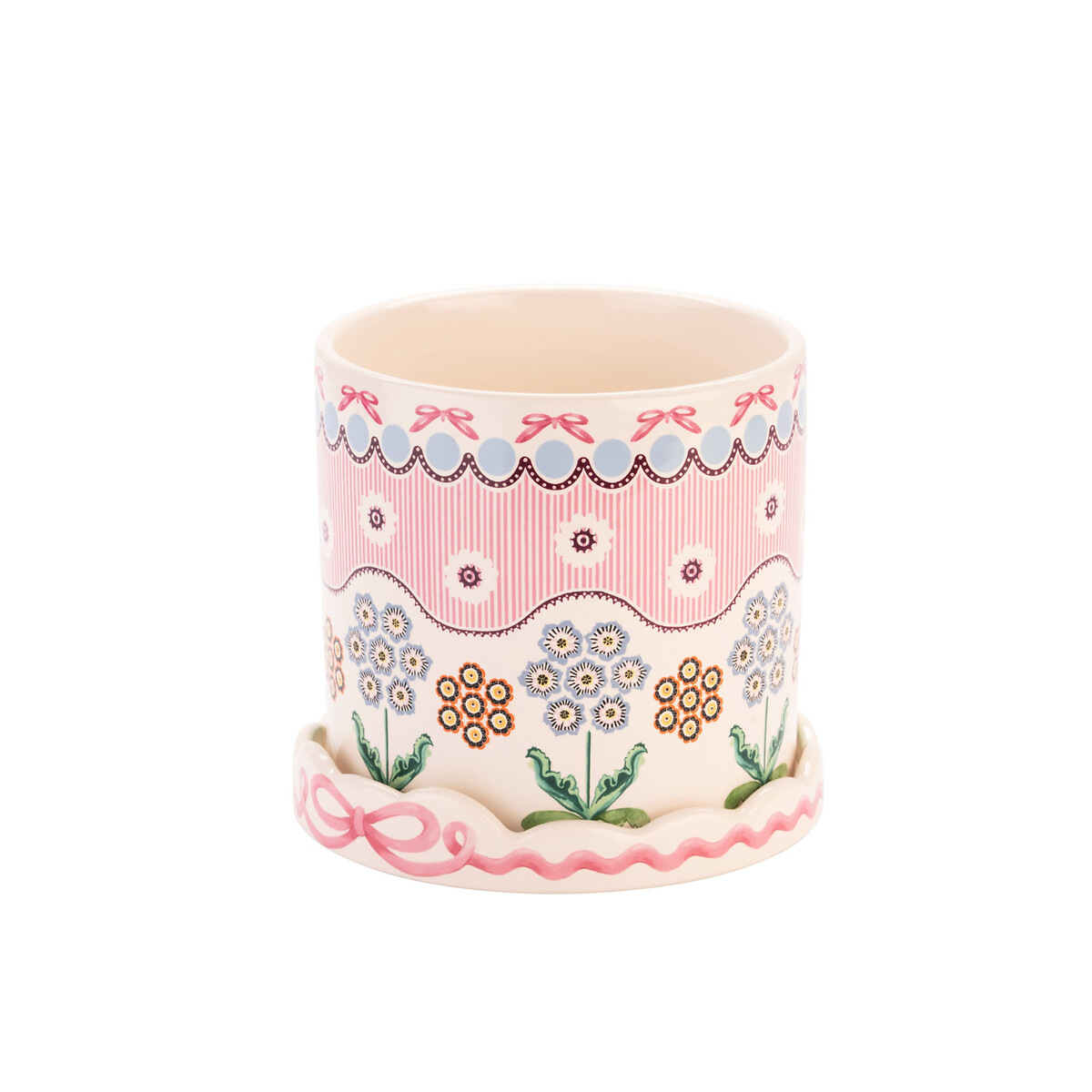 Spitalfields Silk Plantpot with Tray pink, CATH KIDSTON