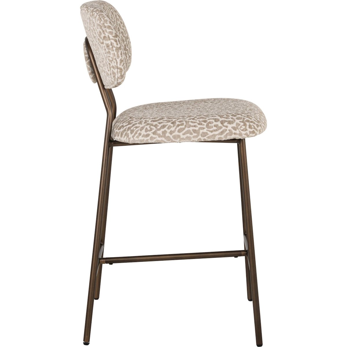 Tabouret de bar en tissu (lot de 2) beige léopard finition bronze foncé, RECOLLECTION