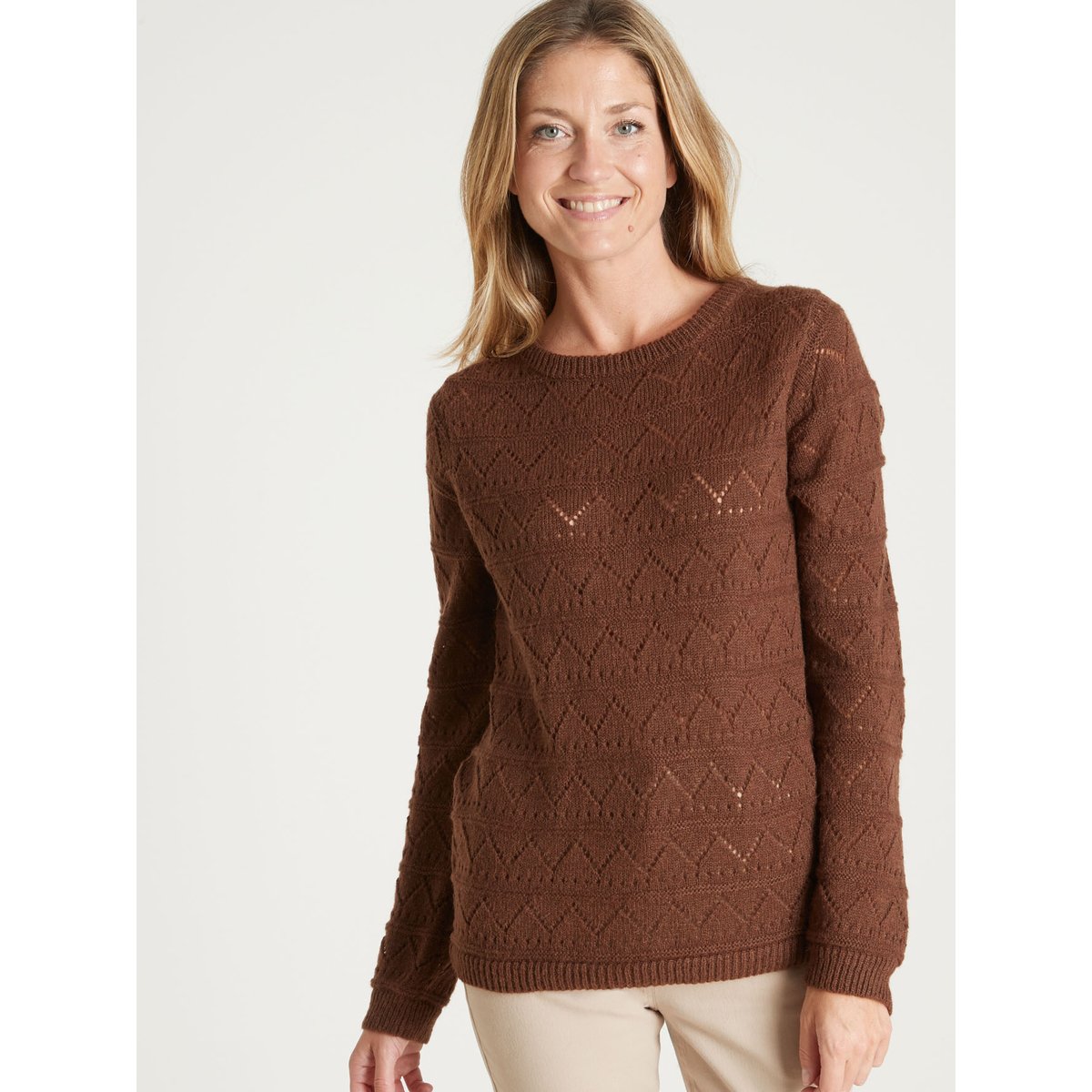 Pull avec laine et alpaga marron, DAXON