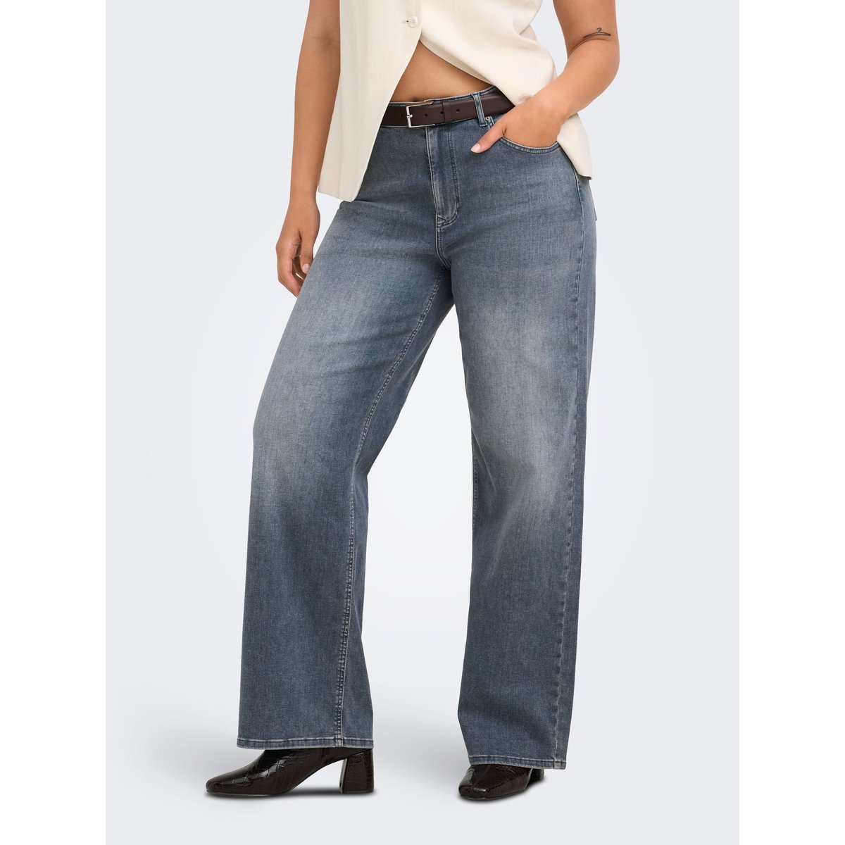 Jean À Jambe Large special blue grey denim, ONLY CARMAKOMA