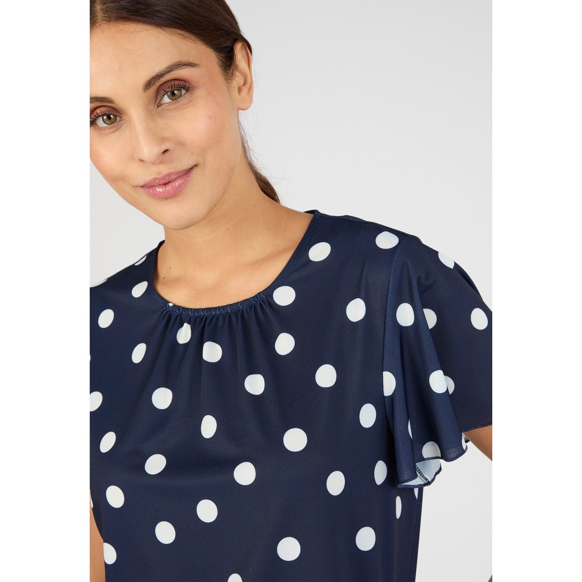T-shirt manches courtes papillon bleu marine pois, DAMART