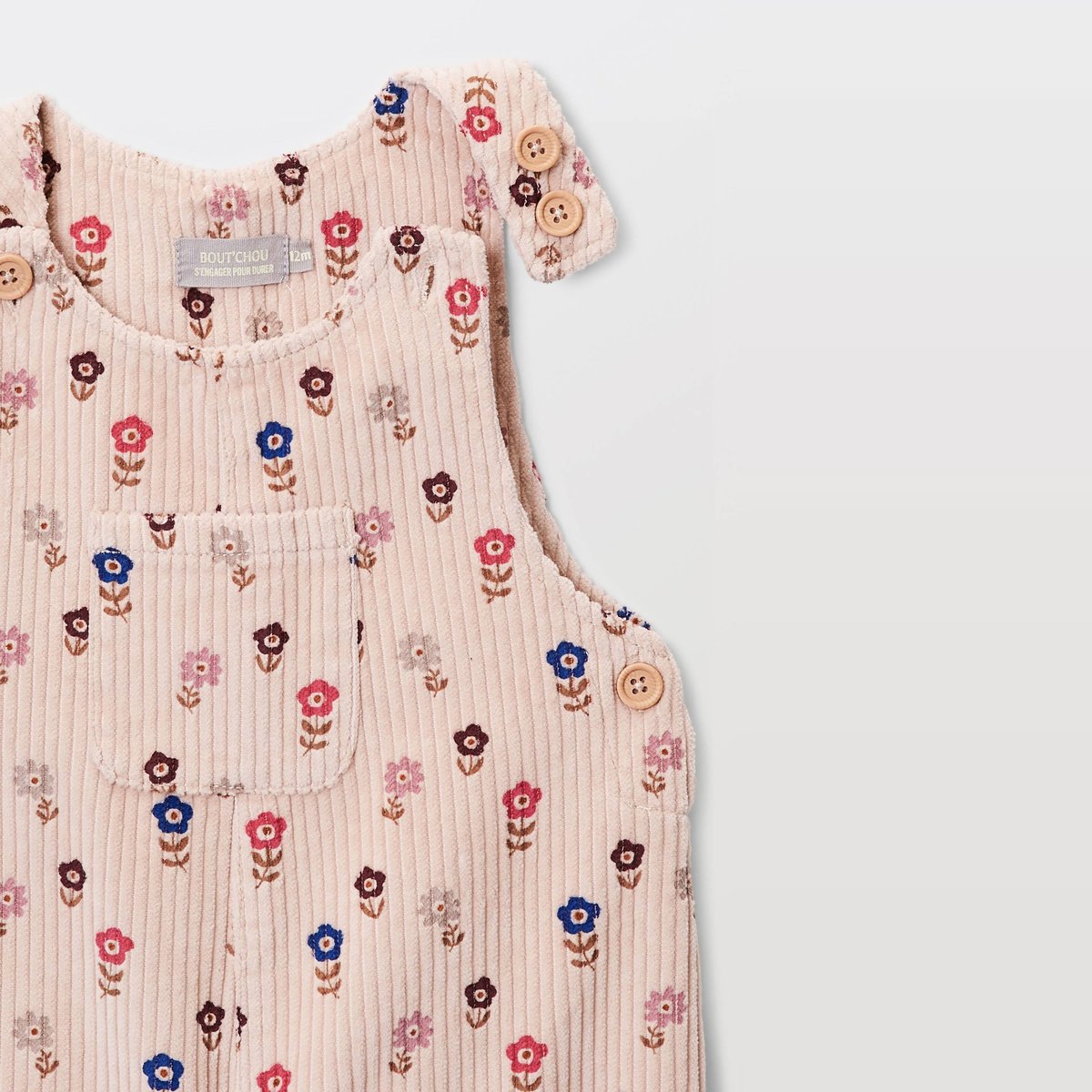 Salopette longue en velours imprimé en coton BIO GOTS calisson, BOUT'CHOU
