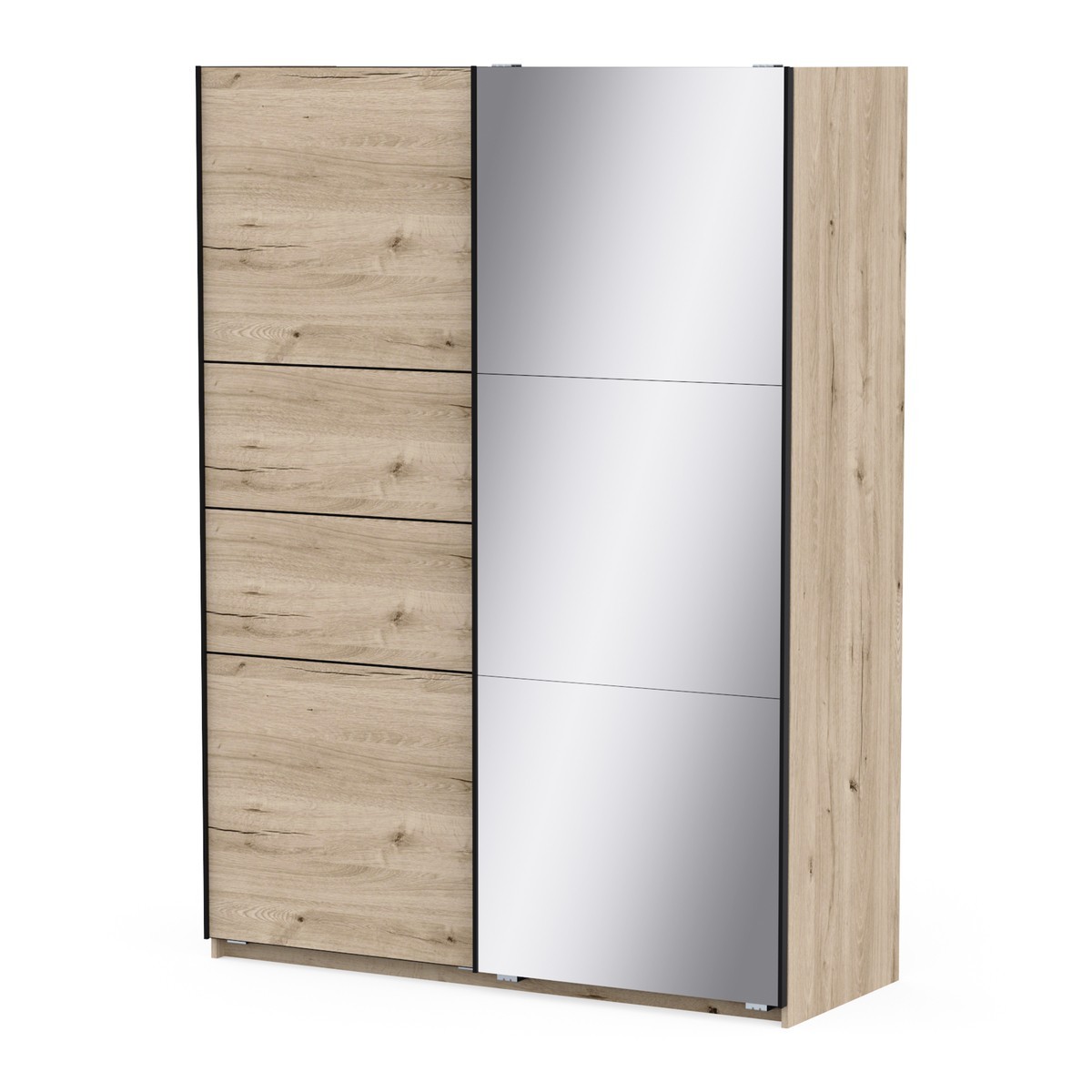 Armoire 2 portes coulissantes miroir LINE chêne, CALICOSY