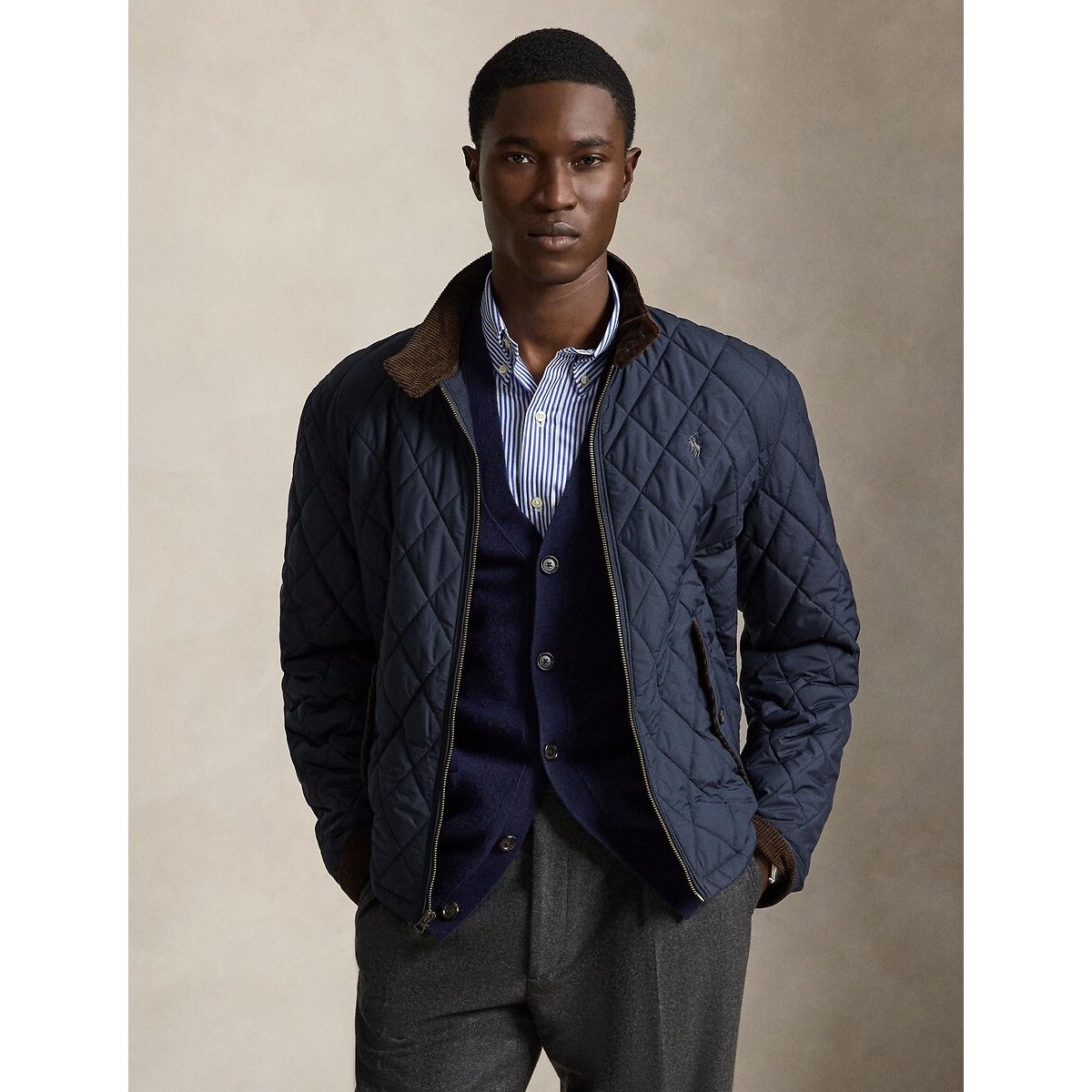 Chaqueta cortavientos acolchada azul marino, POLO RALPH LAUREN