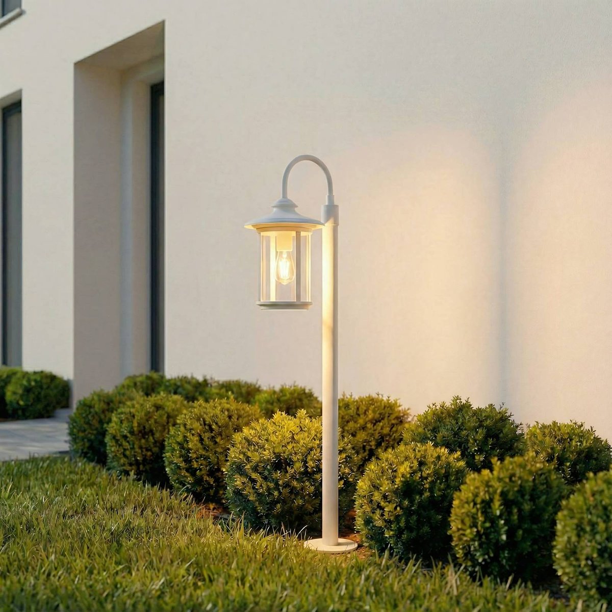 Luminaire extérieur en aluminium antique blanc, transparent, LINDBY