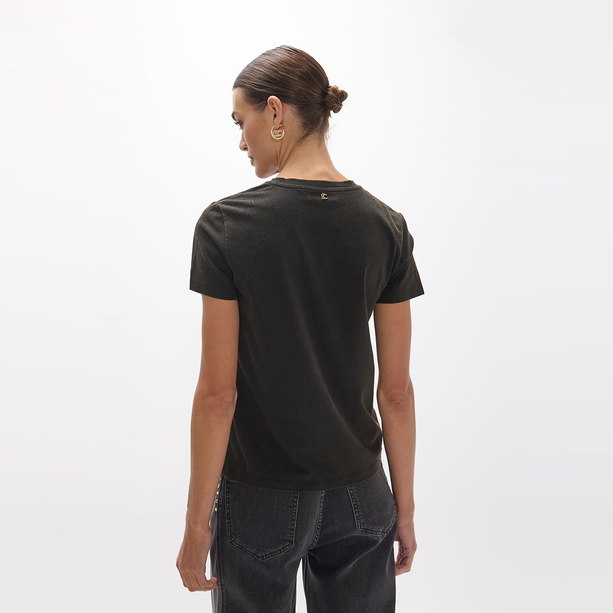 T-shirt imprimé léopard avec boutons décoratifs gris foncé, LOLA CASADEMUNT