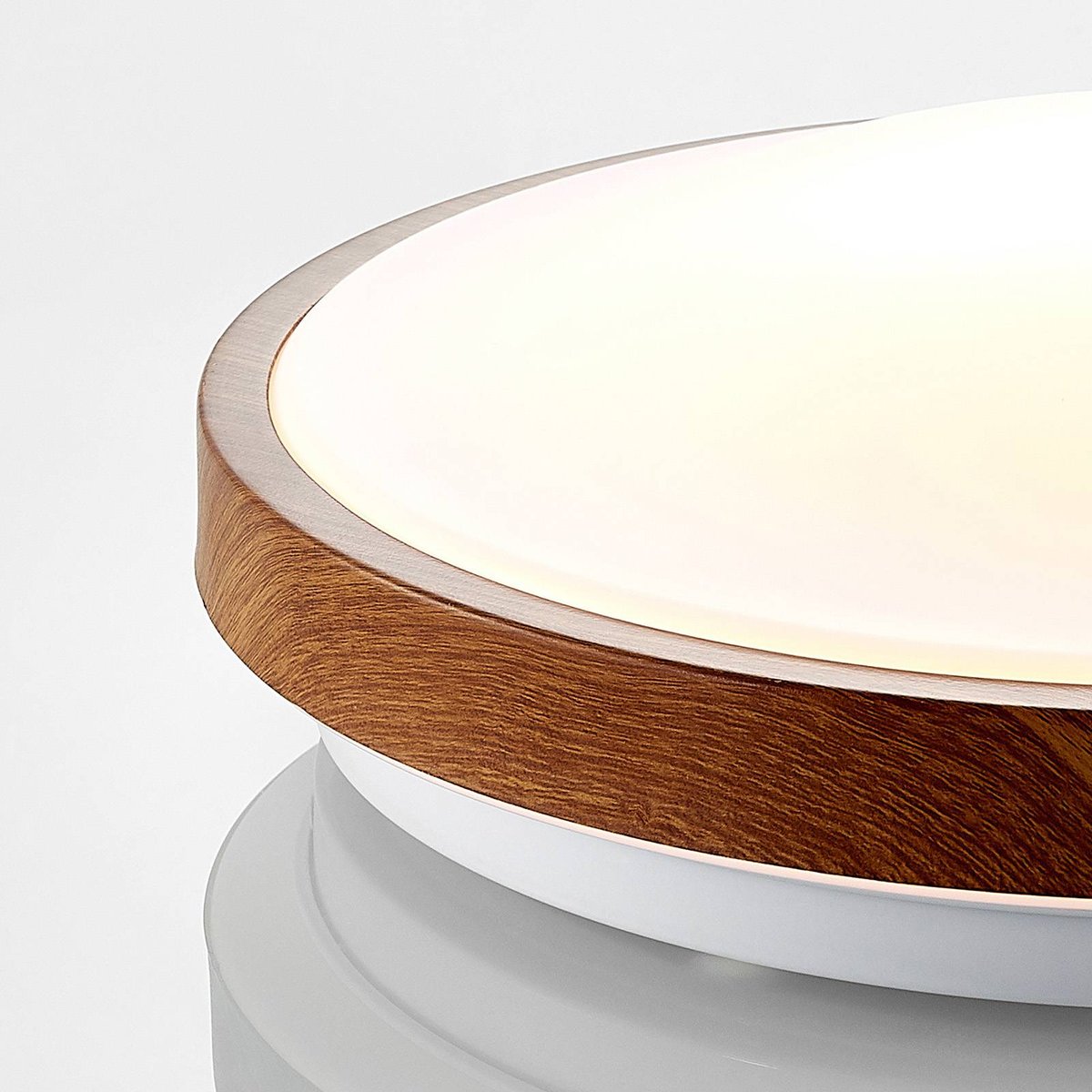 Plafonnier  moderneLED, Mendosa bois clair, blanc, LINDBY