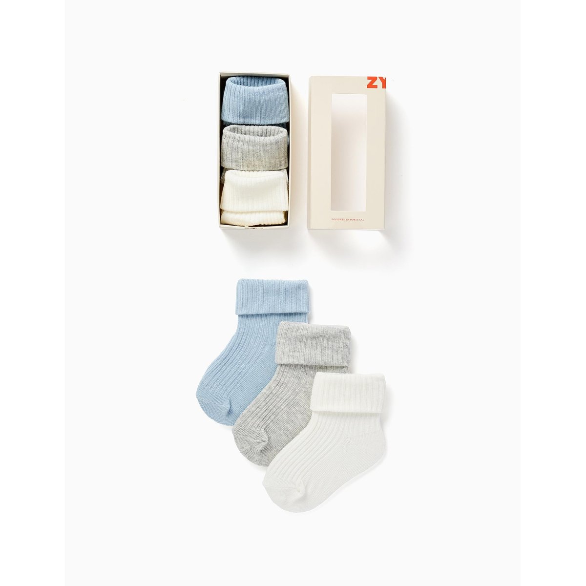 Pack 3 Paires de Chaussettes Côtelées bleu clair, ZIPPY