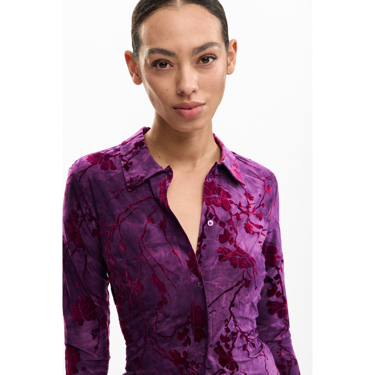 T-shirt boutonnée orientale rouge, DESIGUAL