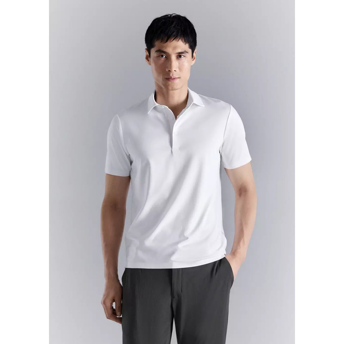 Polo comfort stretch Coolmax ® blanc, MANGO MAN