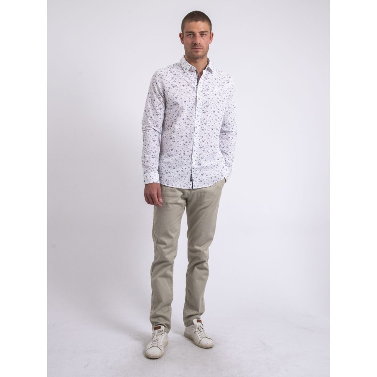 Chemise Manches Longues Motifs Dogabin blanc, RITCHIE