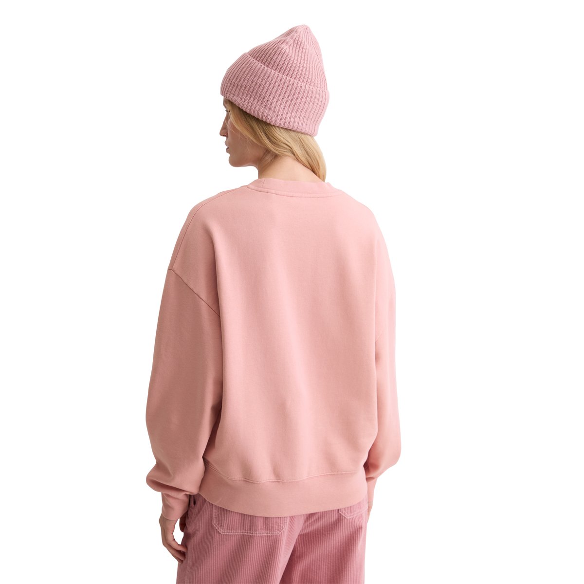 Sweat-shirt à logo relaxed en coton organique rose, MARC O'POLO