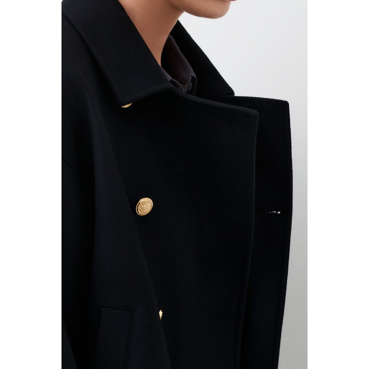 Manteau droit en laine GTIFFANY noir, CAROLL