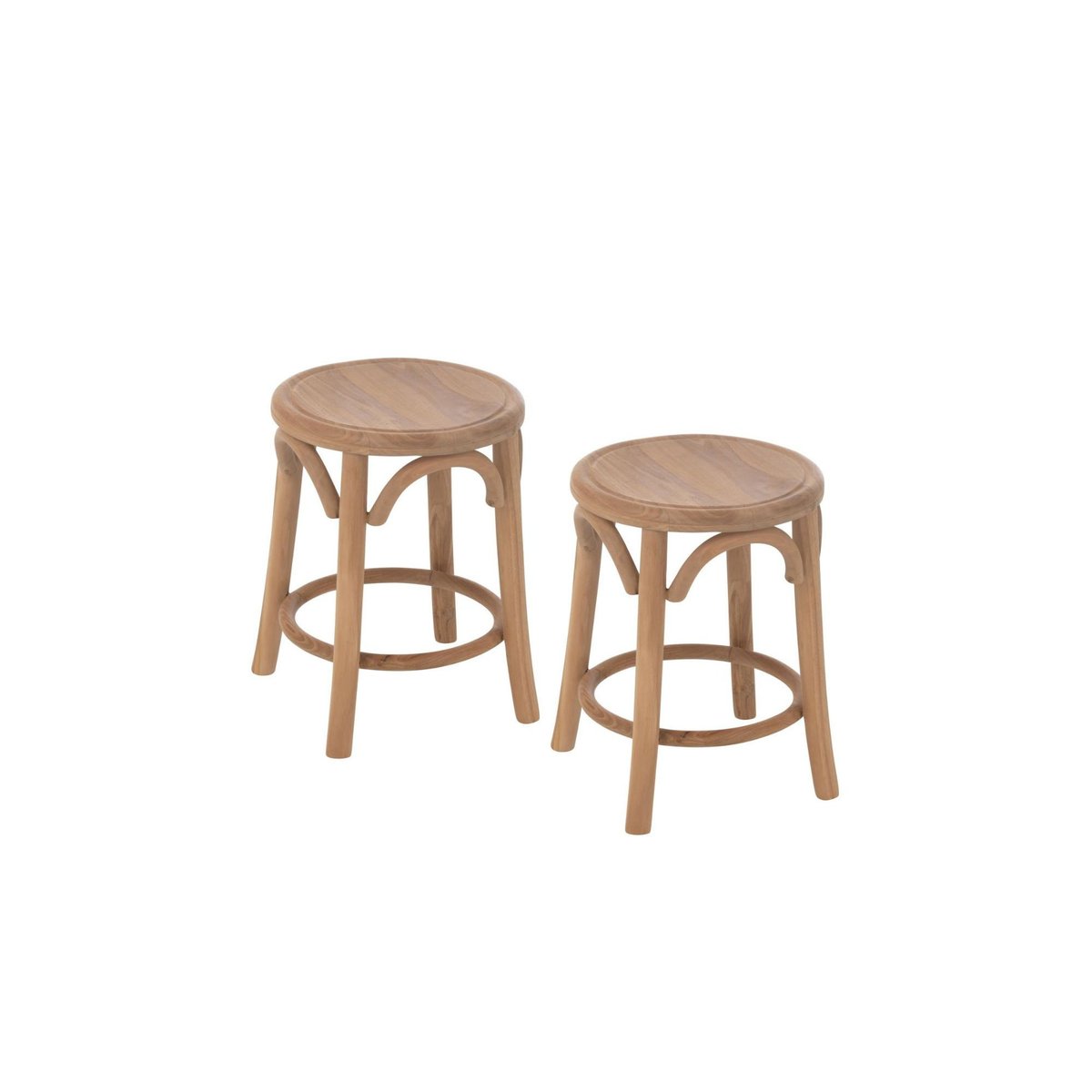 Tabourets rétro en teck naturel (lot de 2) - FRASI bois clair, HELLIN, DEPUIS 1862