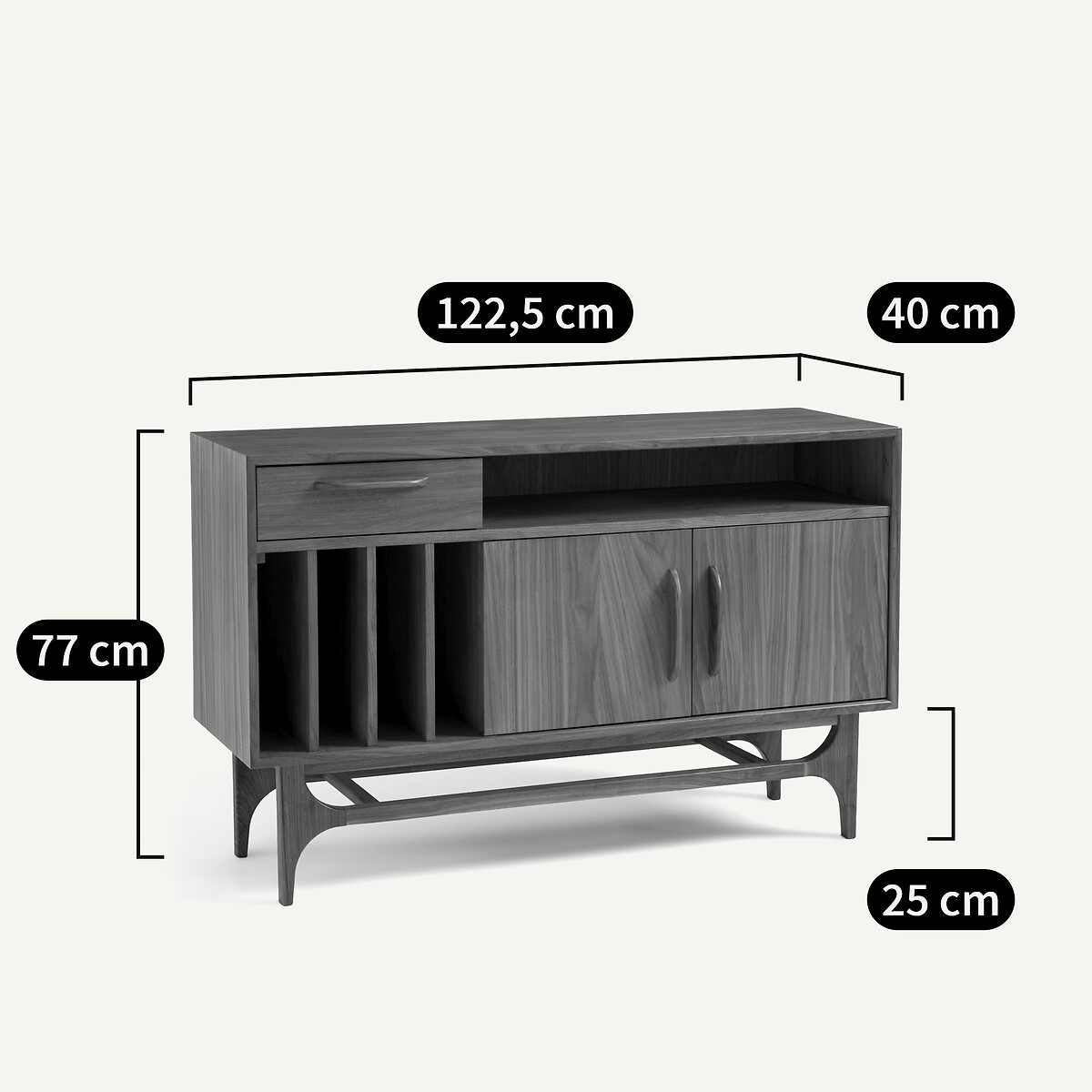 Meuble vinyles noyer, Larsen noyer, LA REDOUTE INTERIEURS