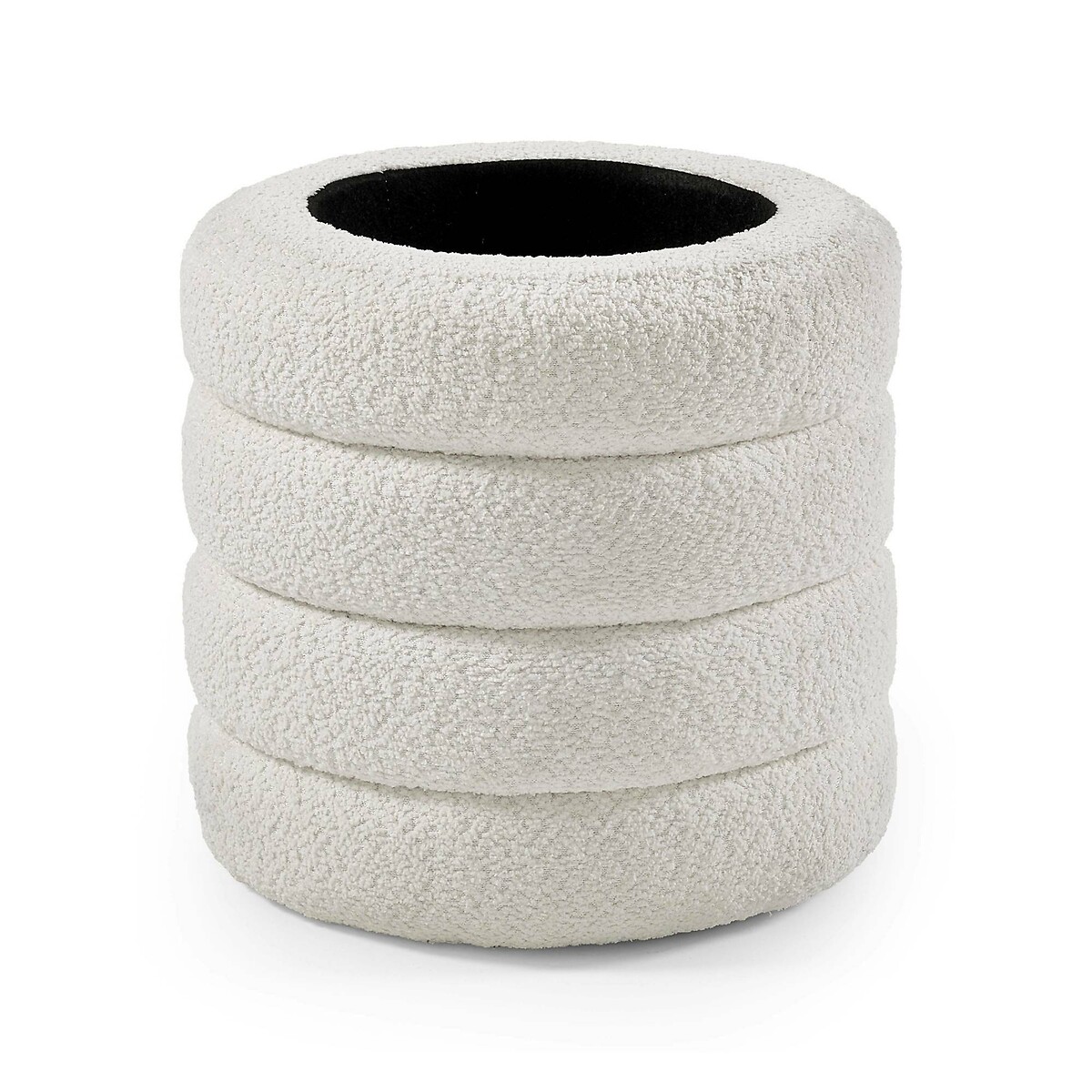 Celes Bouclé Curve Upholstered Storage Stool ivory, SO'HOME