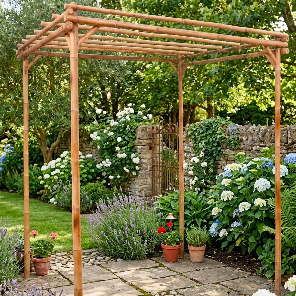 Pergola bambou 170x170x220cm bois, WADIGA