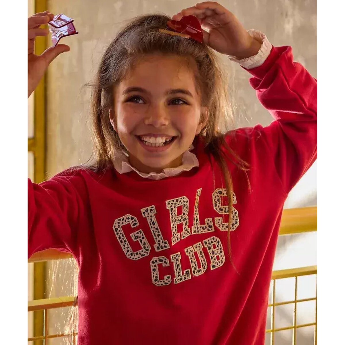 Maglia con stampa leopardata, in felpa rosso, TAPE A L'OEIL