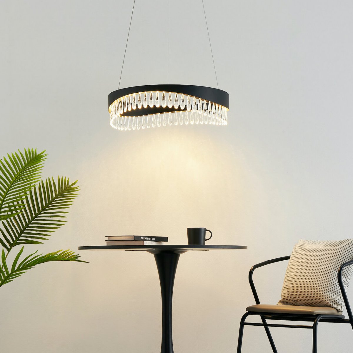 Suspension anneau de cristal – CAPILANO noir, KOSILUM