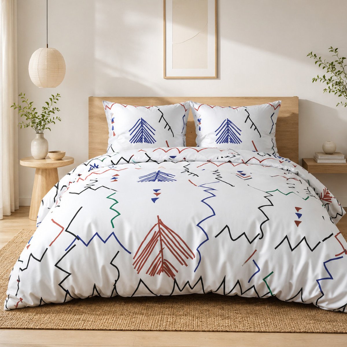 Parure housse de couette en coton, RYAD multicolore, C DESIGN HOME TEXTILE