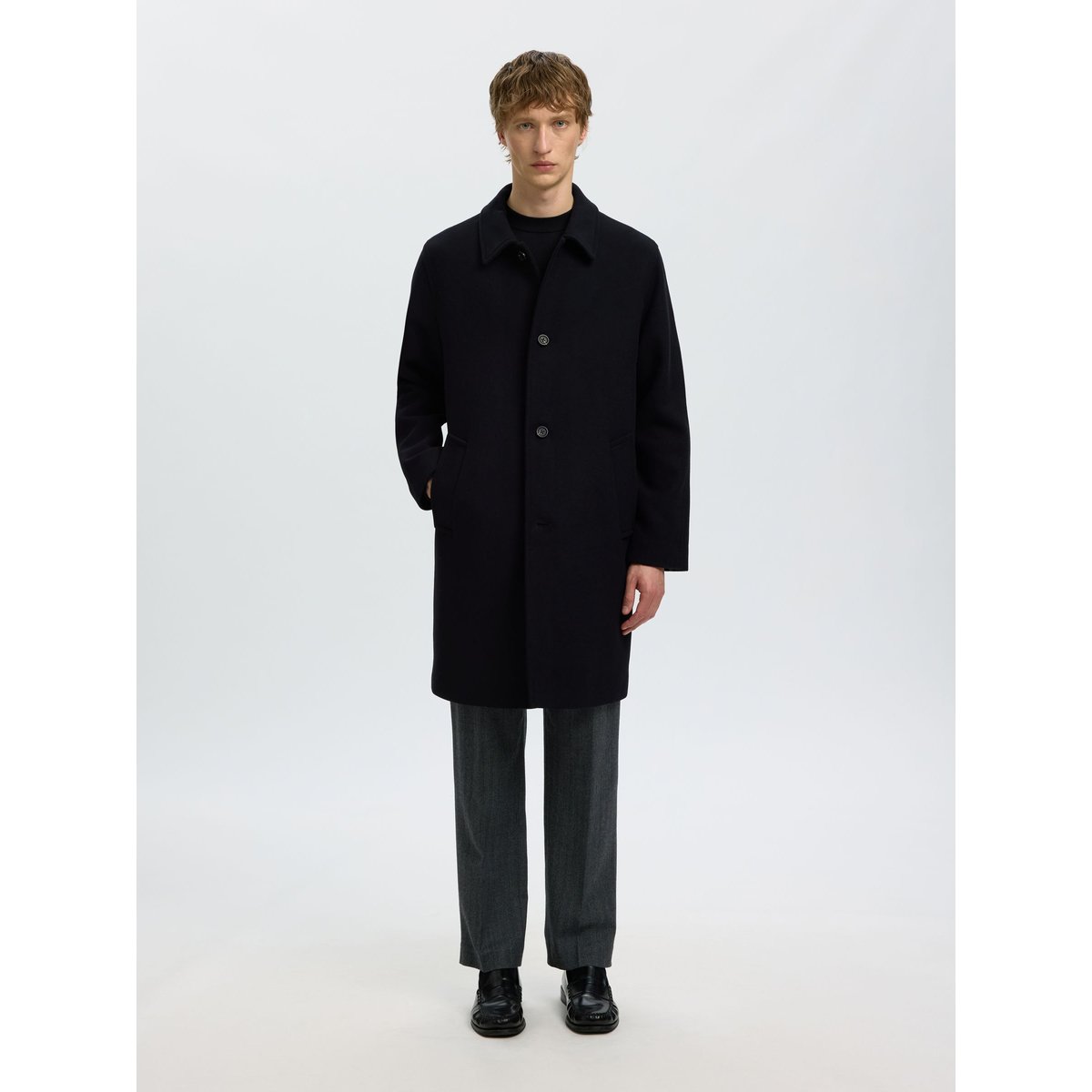 Manteau noir - black, SELECTED