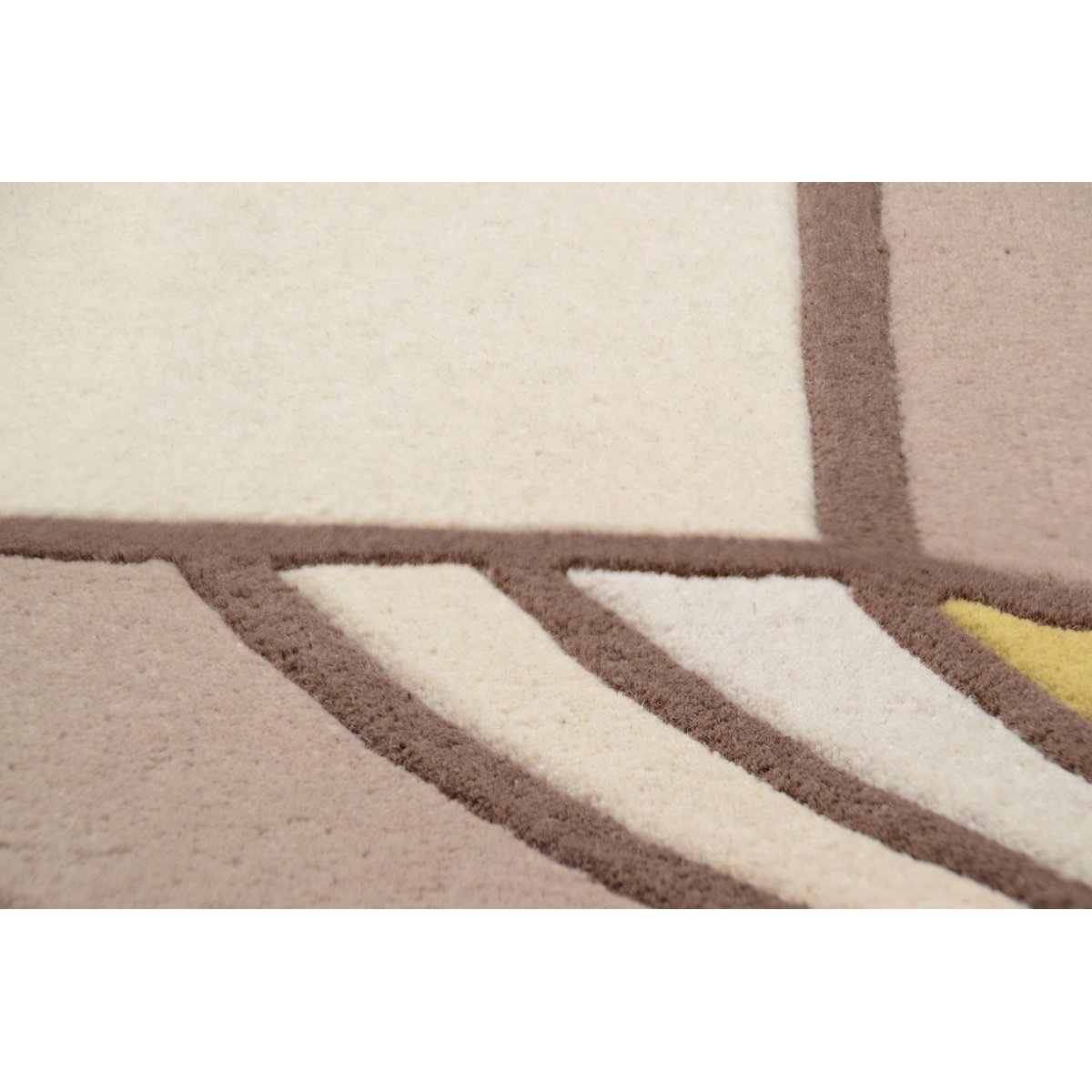 Tapis de salon HAWAI tufté main en laine naturelle beige, THEKO