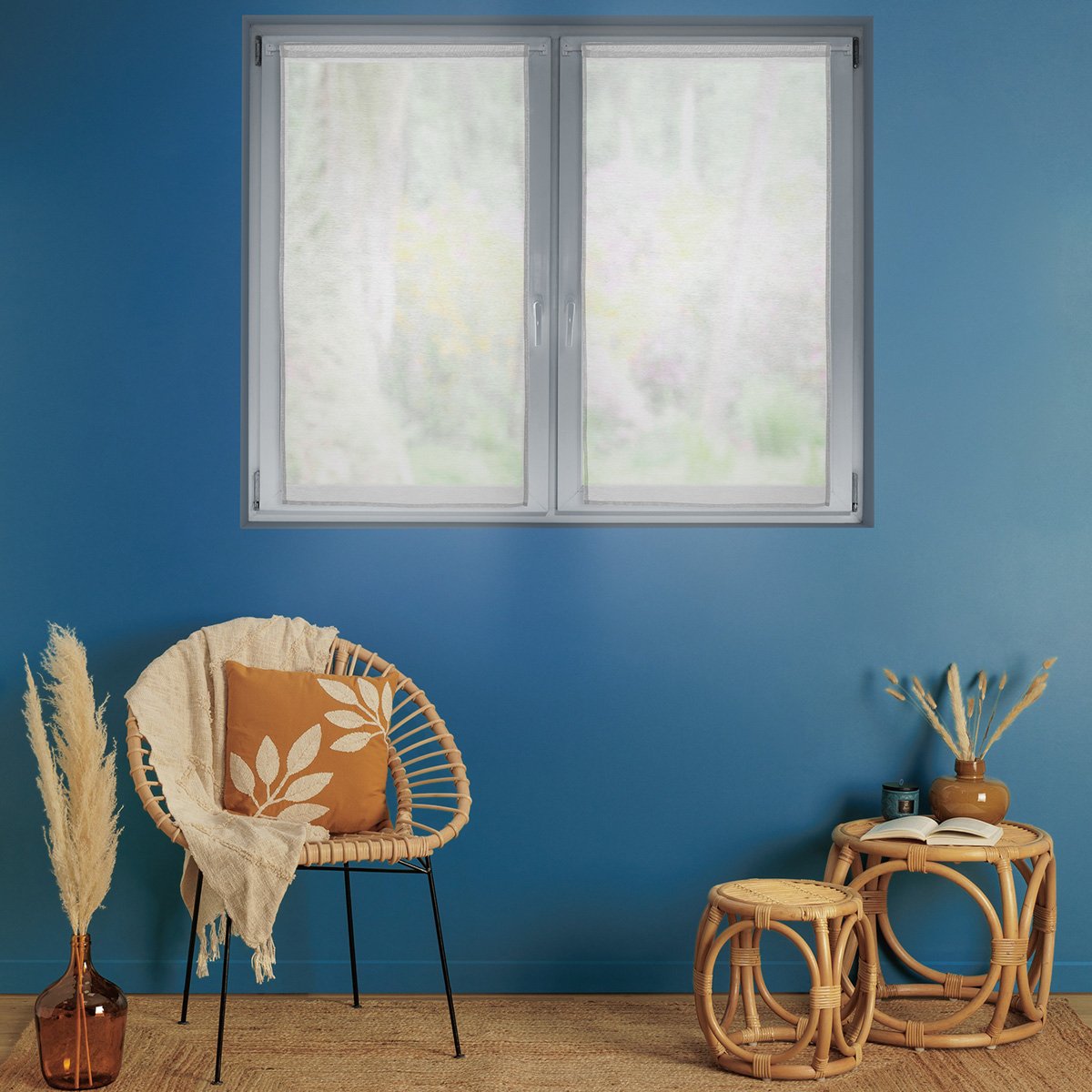 Lot de 2 voilages épurés MOLY blanc, ATMOSPHERA
